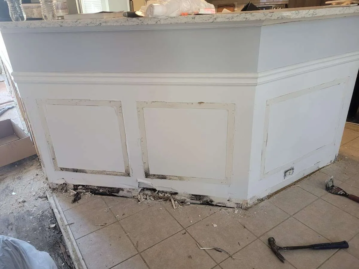 Water damage and mold on kitchen during Burst Pipe Cleanup in Oak Bluffs